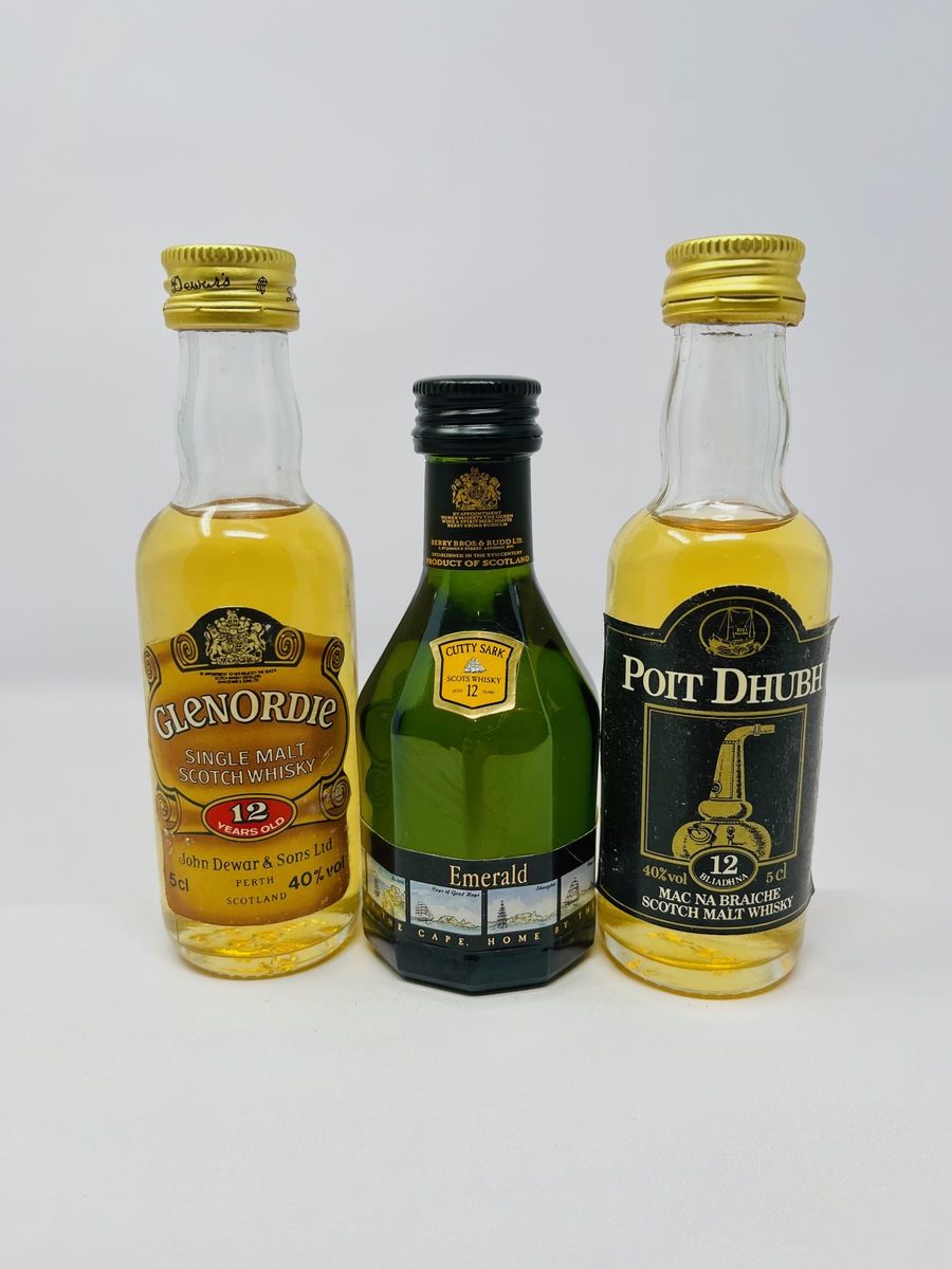 3 X 12 YEAR OLD WHISKY MINIATURES 