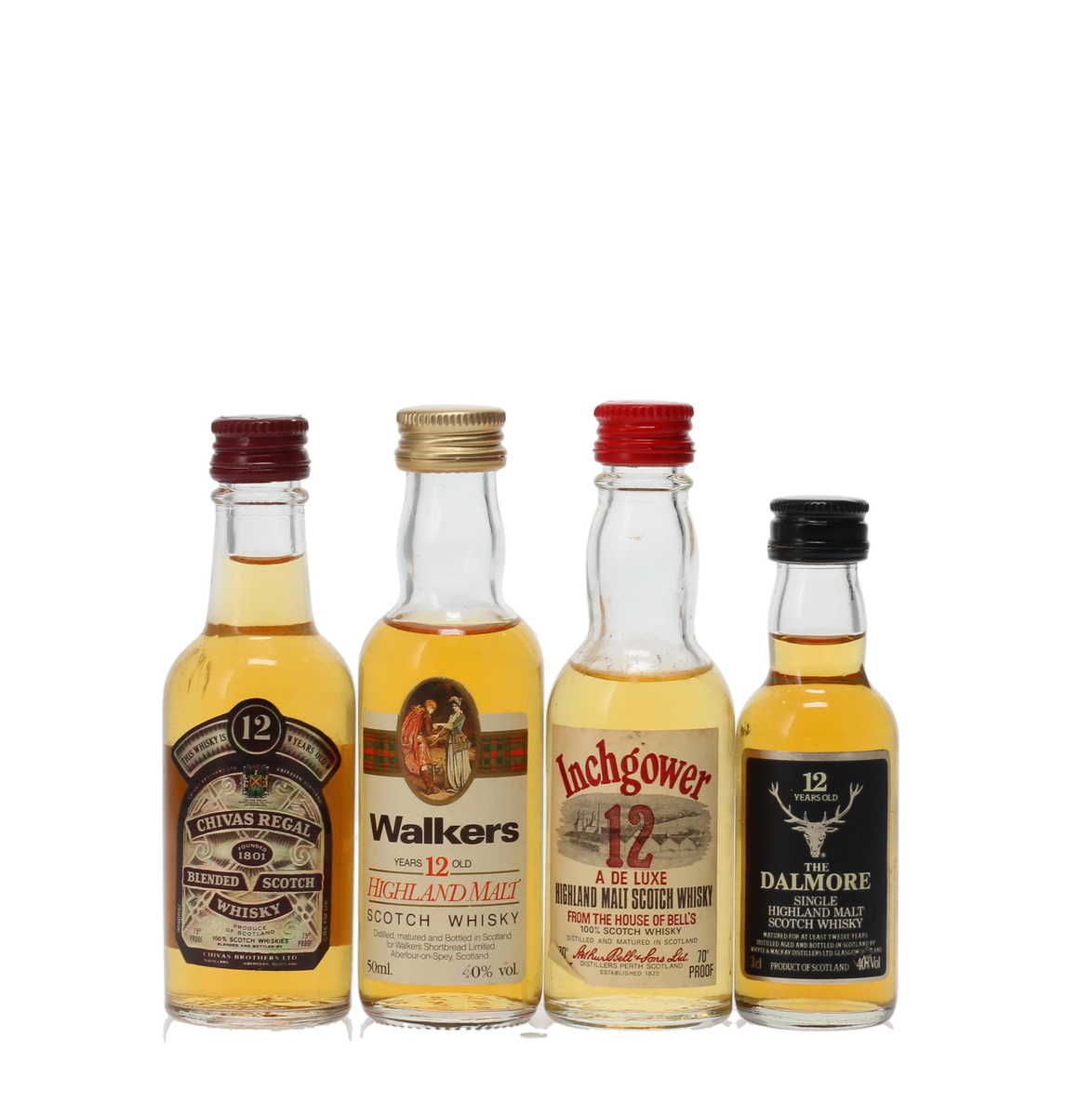 4 X 12 YEAR OLD WHISKY MINIATURES