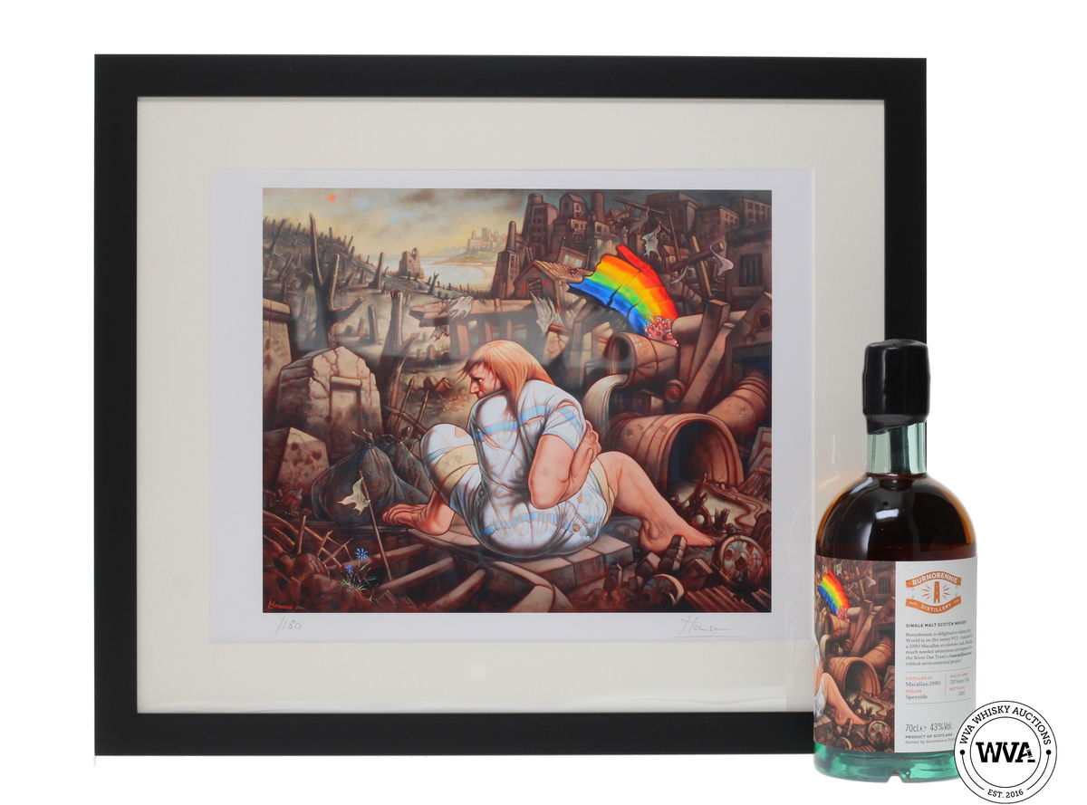 MACALLAN 33 YEAR OLD 1990 - THE WORLD IS ON FIRE SERIES NO.2 - BURNOBENNIE X PETER HOWSON WITH SIGNED PRINT