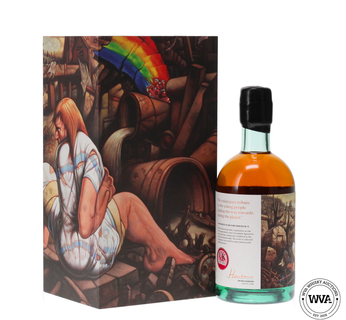 MACALLAN 33 YEAR OLD 1990 - THE WORLD IS ON FIRE SERIES NO.2 - BURNOBENNIE X PETER HOWSON WITH SIGNED PRINT