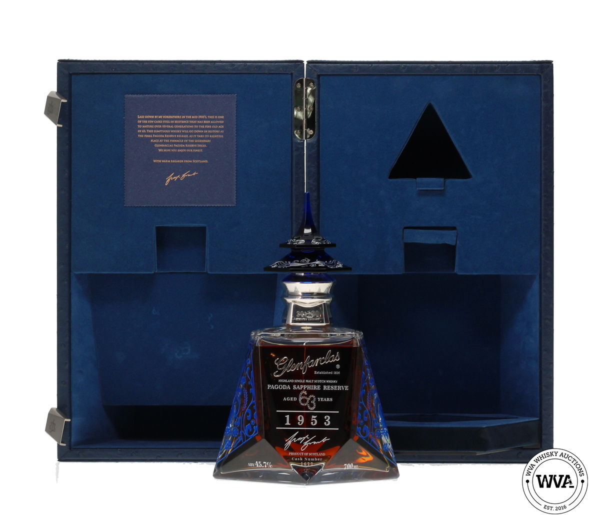 GLENFARCLAS 63 YEAR OLD 1953 #1677 - PAGODA SAPPHIRE RESERVE (SILVER EDITION)