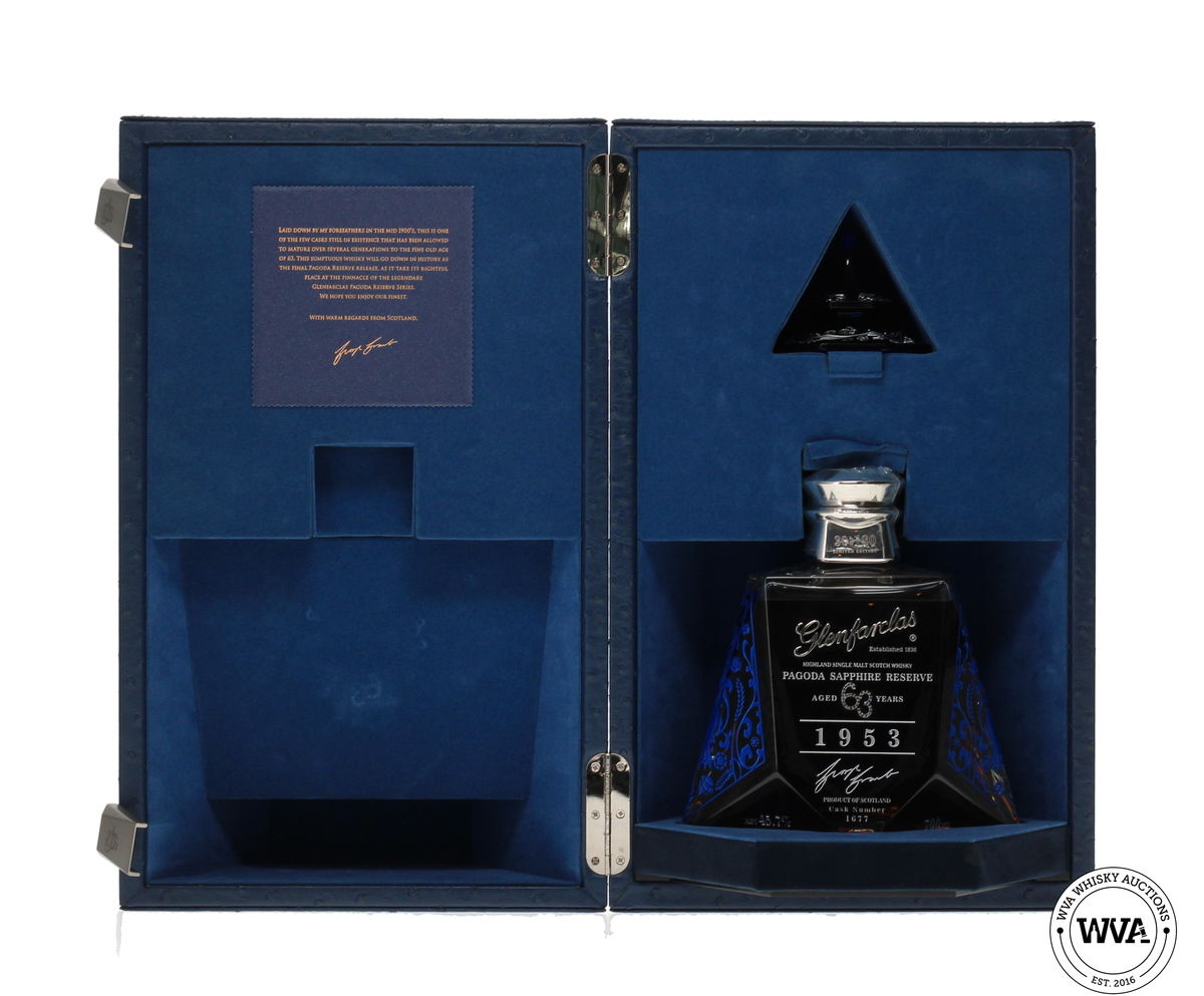 GLENFARCLAS 63 YEAR OLD 1953 #1677 - PAGODA SAPPHIRE RESERVE (SILVER EDITION)