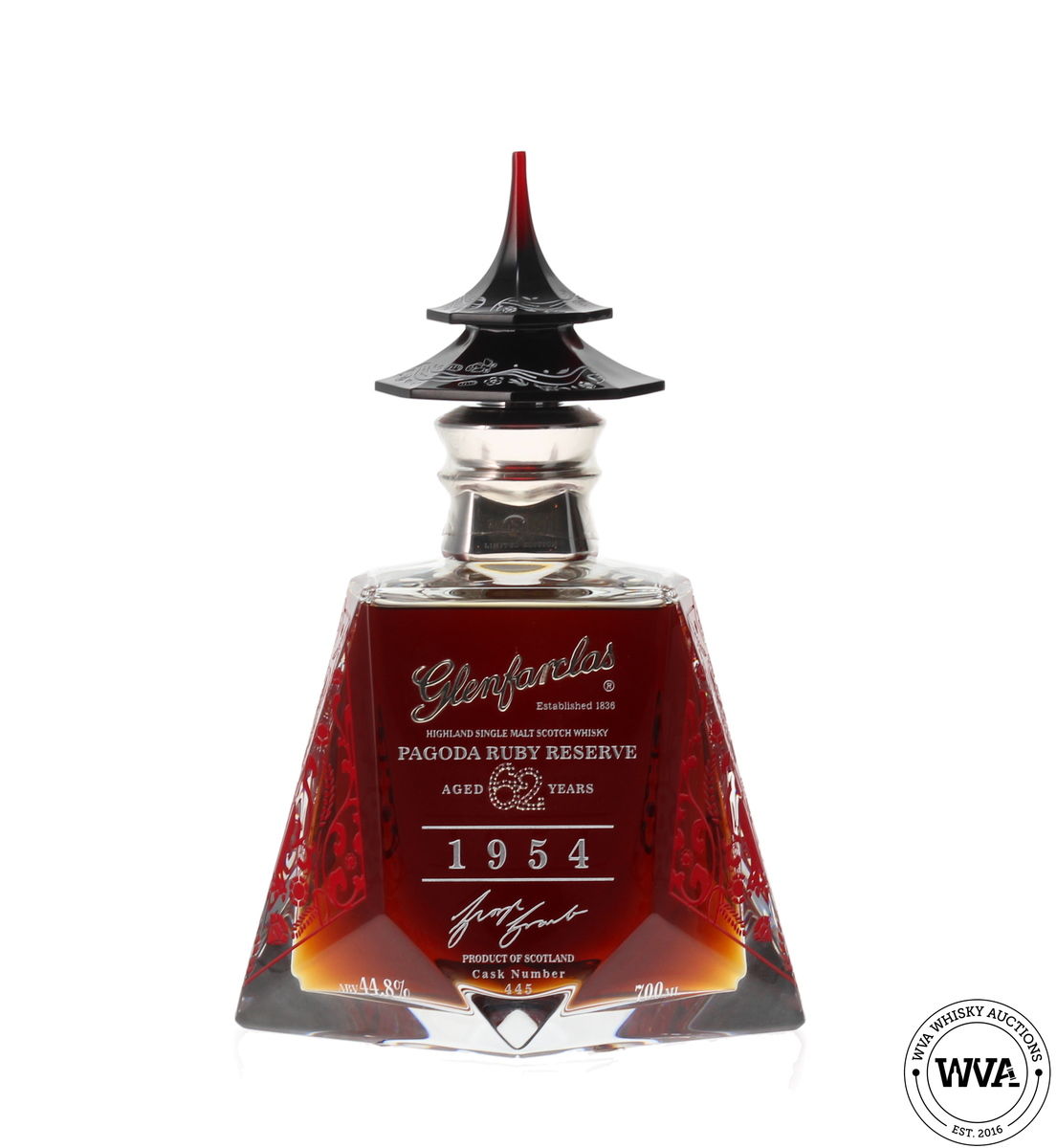 GLENFARCLAS 62 YEAR OLD 1954 #445 - PAGODA RUBY RESERVE (SILVER EDITION)